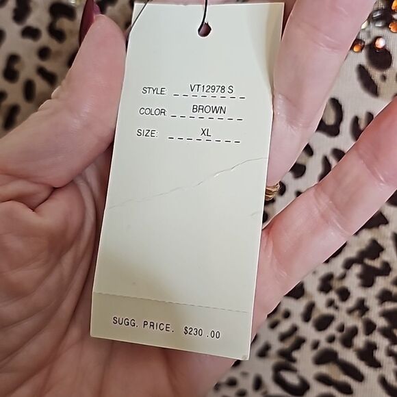 NWT Vertigo Paris XL Jewel Neckline Leopard mockneck sweater - Picture 6 of 8